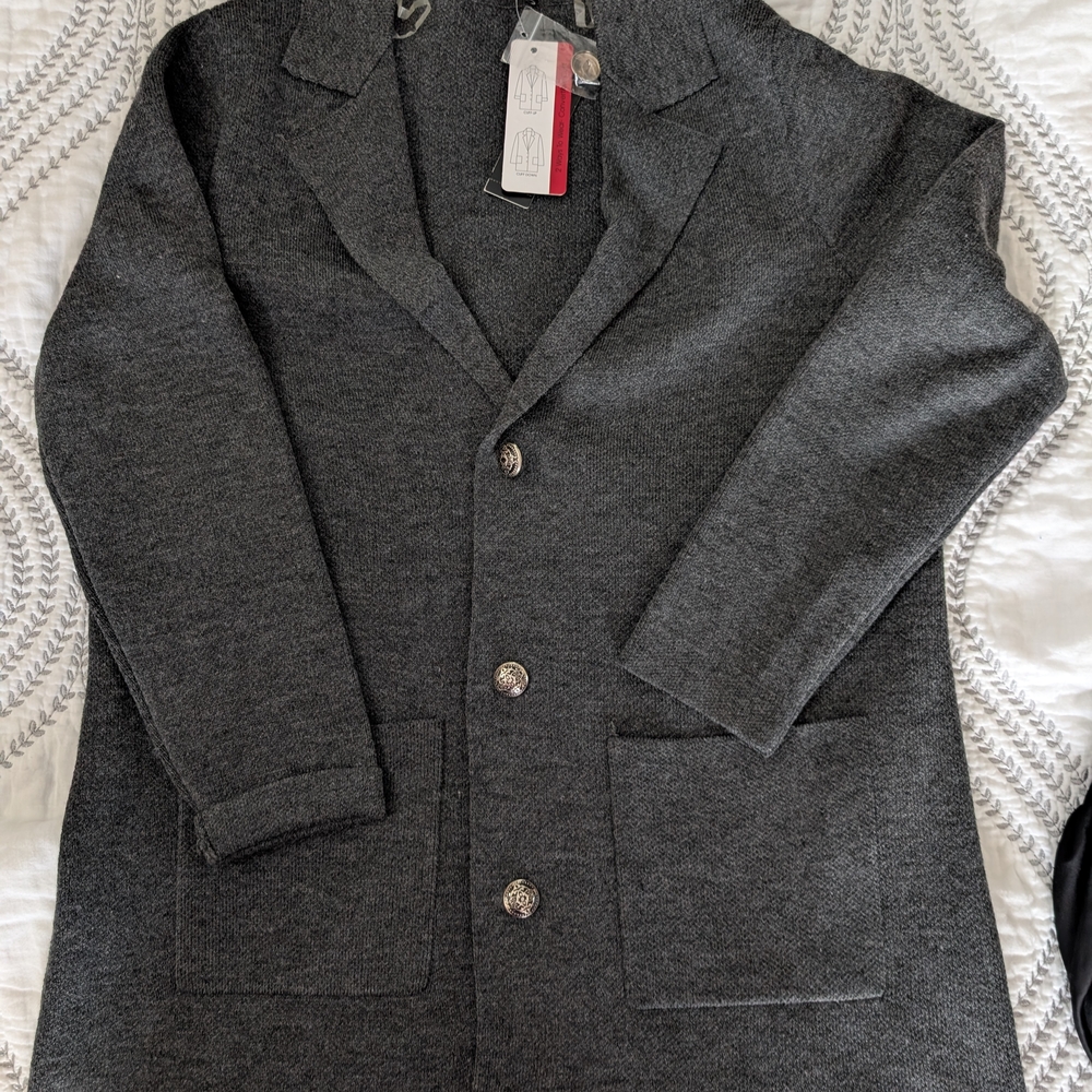 Womens Gray Knitted Jacket